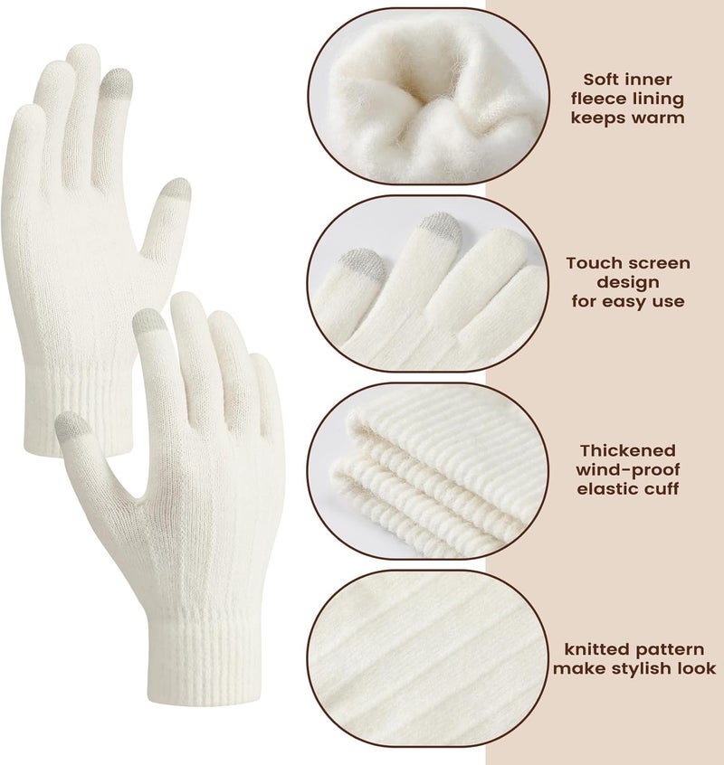 Premillow Women Winter Hat Beanie+Long Scarf+Touch Screen Gloves Set, Warm Clothes Set with Knit Fleece Lined for Women/Men Winter - Image 4